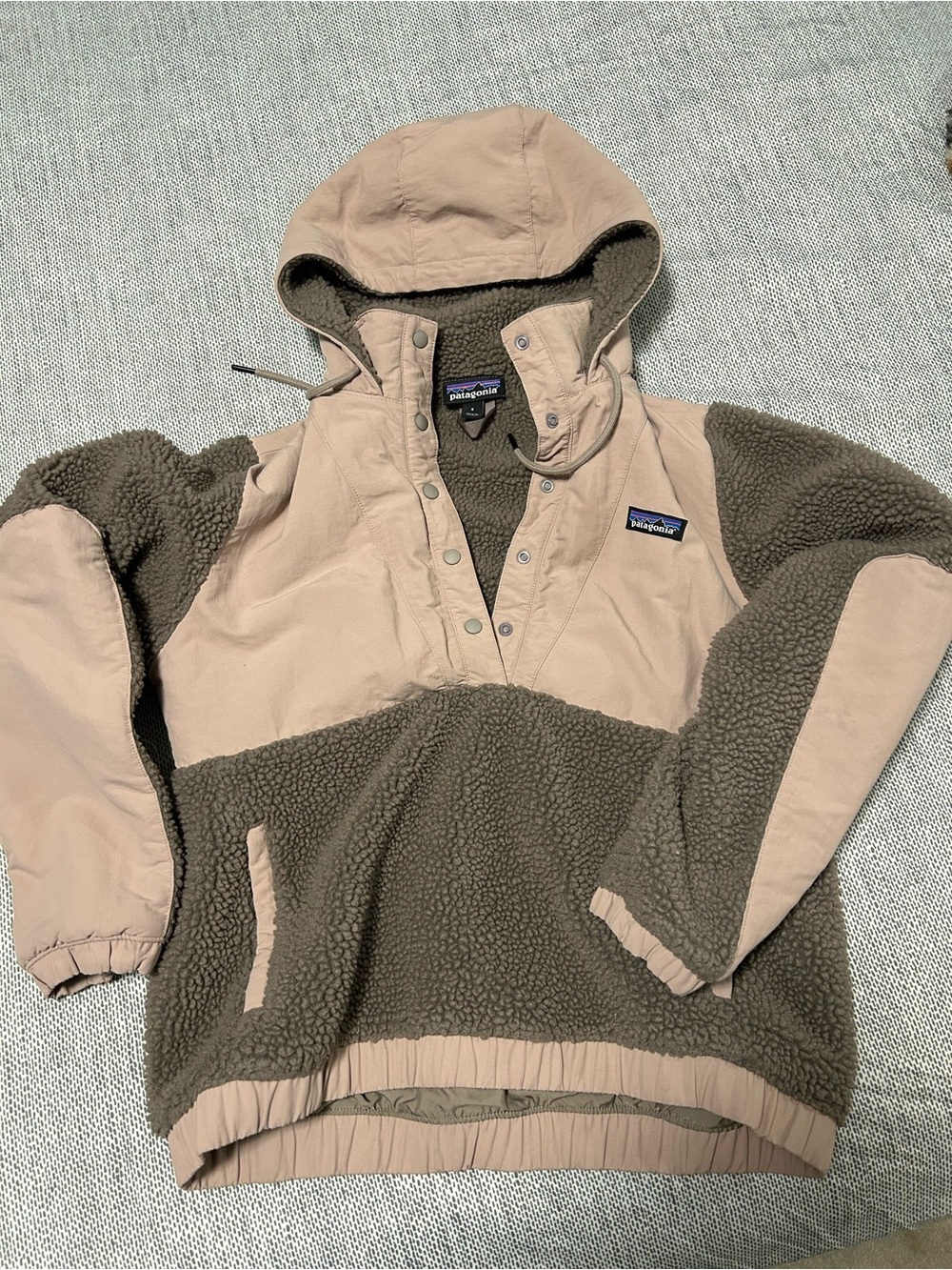 Patagonia Zip-Up Hooded Fleece Pullover - Olive & Tan